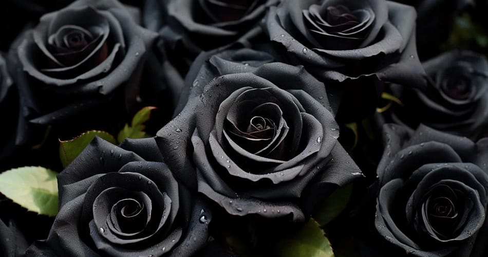 black rose flower blooming in a garden, black roses